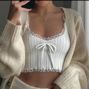 For Love & Lemons Knit Tank FLL FL&L White